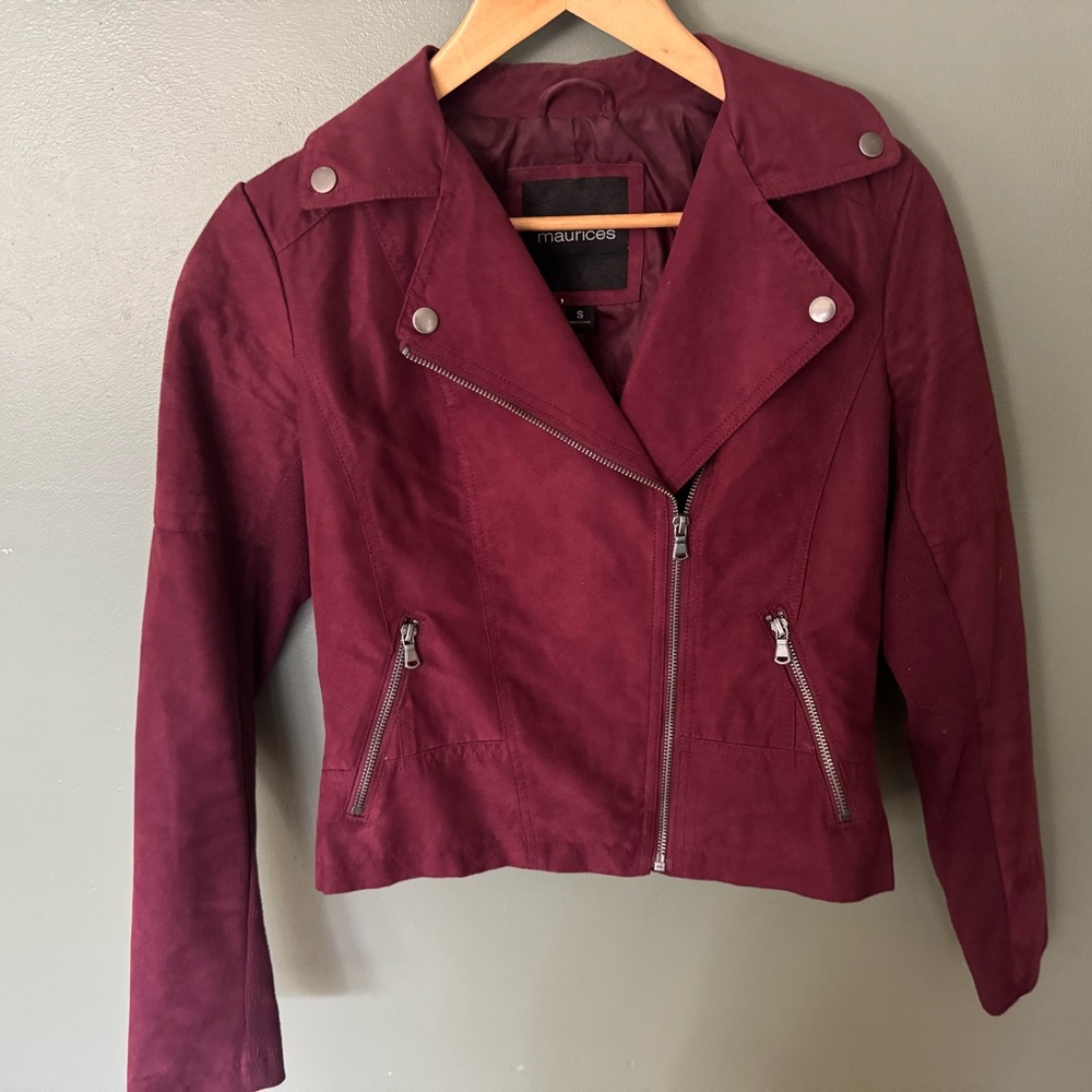 Maurices Women's Deep Red Leather Jacket